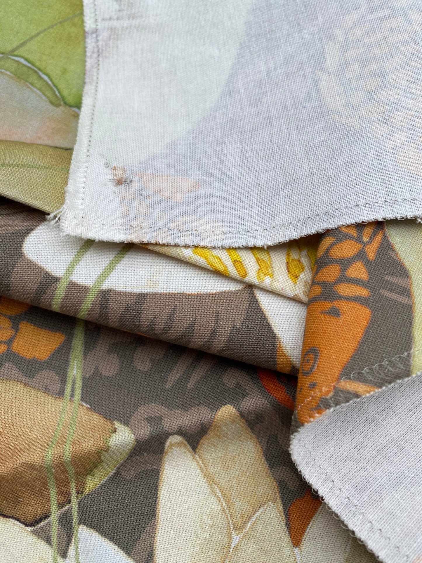 15 Berkbox77 Square Printed Fabrics by Nenuphar Brown/Multi Lotus Pond Koi Fish Cotton 1yd x 26" MSRP USD196/y