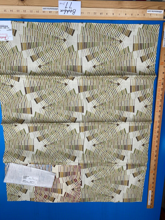 19 Berkbox77 Square Printed Fabrics by Fonthill Arpeggio Moss Green White Abstract Geometric Linen MSRP USD 280/Y