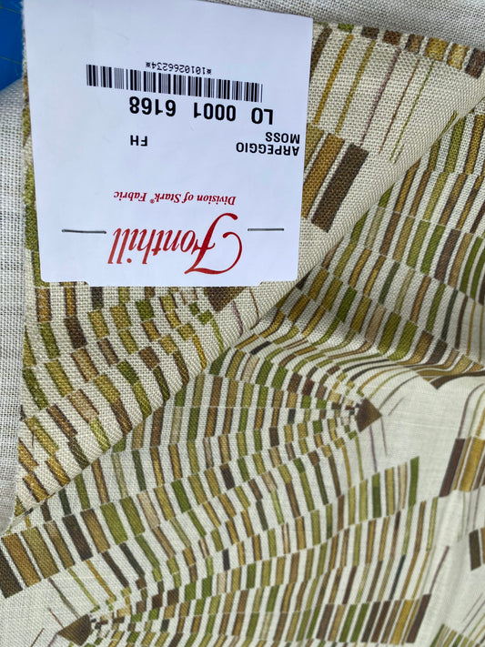 19 Berkbox77 Square Printed Fabrics by Fonthill Arpeggio Moss Green White Abstract Geometric Linen MSRP USD 280/Y