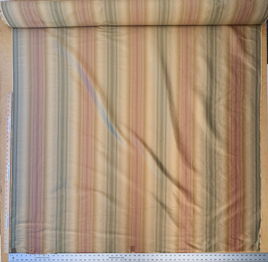 Scalamandre Ombre Silk Taffeta Stripe Terracotta Red Sage Green Beige Gold -By The Yard - MSRP USD248/y