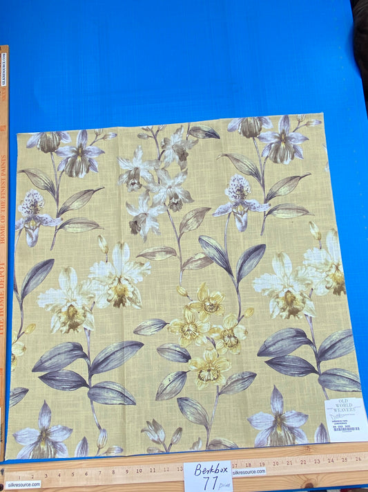 25 Berkbox77 Square Printed Fabrics by Old World Weavers Harkness Park Lemon Grass Yellow Polyester Floral MSRP USD 200+/Y