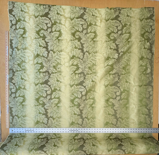 Vervain Lesina Stripe Kiwi Green Silk Lampas Strie Stripe Acanthus Foliage Flora - By The Yard - MSRP USD 264/y