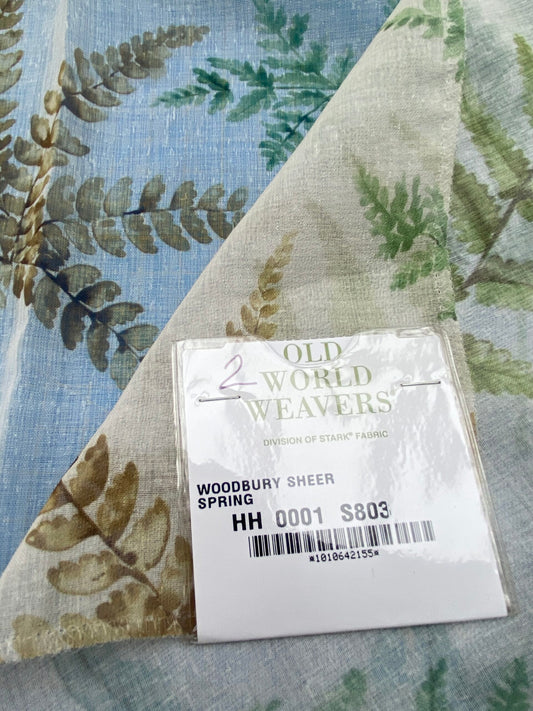 28 Berkbox77 Square Printed Fabrics by Old World Weavers Woodbury Sheer Spring Green Blue Sheer MSRP USD 100/Y