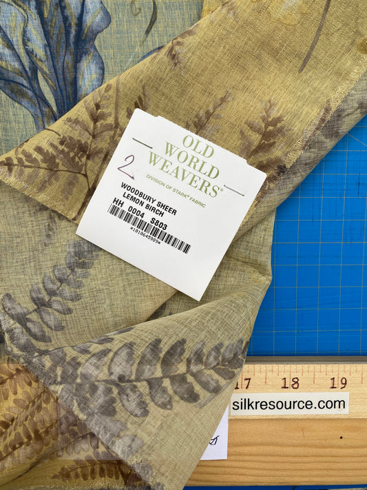 32 Berkbox77 Square Printed Fabrics by Old World Weavers Woodbury Sheer Lemon Birch Yellow Floral Print Sheer MSRP USD 100/