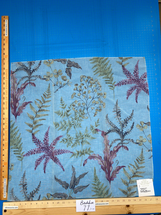 33 Berkbox77 Square Printed Fabrics by Old World Weavers Woodbury Sheer Aqua Berry Blue Gray Floral Print Sheer MSRP USD 100/