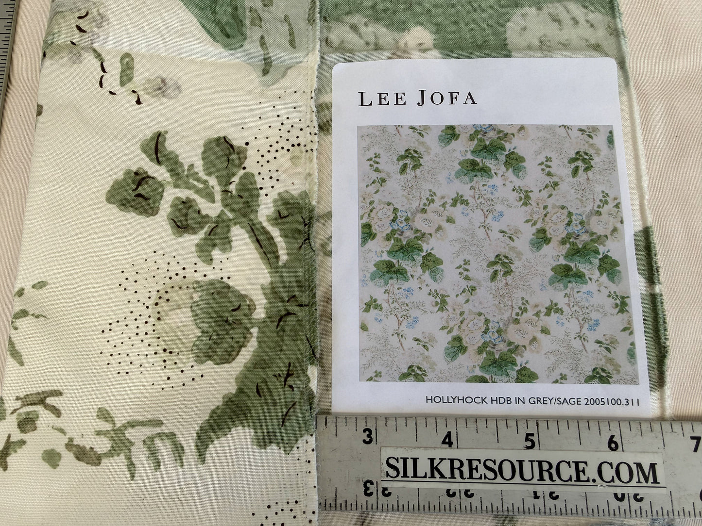 Lee Jofa Hollyhock HDB Grey Sage Cotton Floral Botanical MSRP USD796/y Special Order