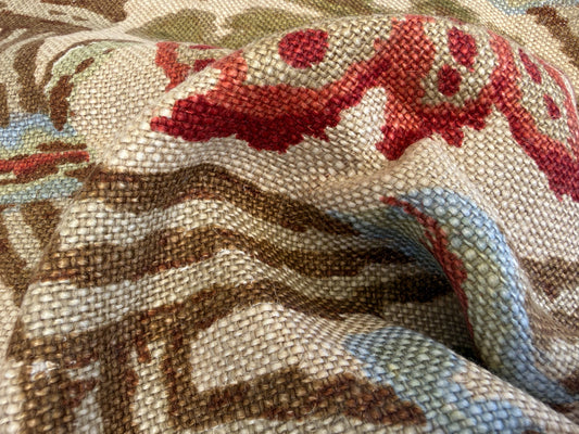 Special Order Lee Jofa New Sevilla - Red Olive Medallion Suzani Persian Green Brown Beige Linen