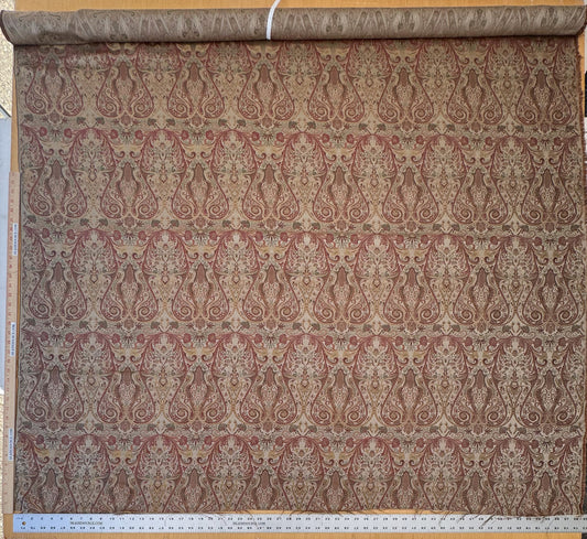 Scalamandre Baranzelli Regency 100%silk Lampas Red Green Renaissance Paisley Extra Wide -By The Yard