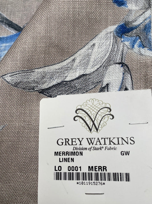 59 Berkbox77 Square Printed Fabrics by Grey Watkins Merrimon Linen Gray White MSRP USD346/y