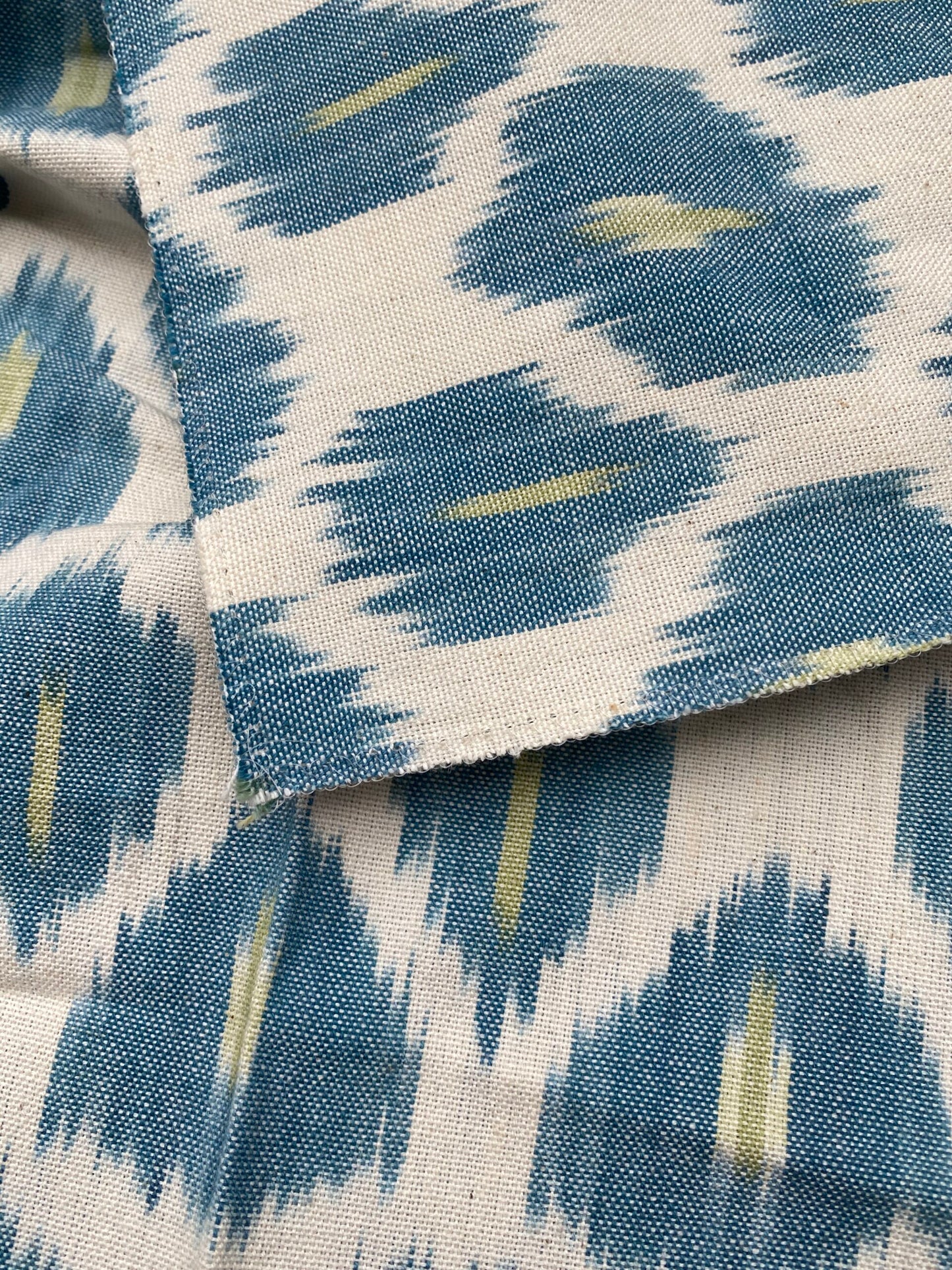 61 Berkbox77 Square Printed Fabrics by Scalamandre Adras Ikat Weave Peacock Cotton Blue Green White MSRP USD 150/y