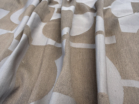 1.1 yards Scalamandre Lelievre Stabile Pierre Geometric Large Jacquard Brown Gray Linen Cotton