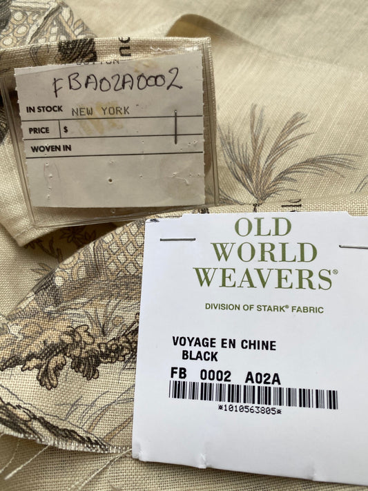 67 Berkbox77 Square Printed Scalamandre Voyage En Chine Black Beige Print Chinoiserie Asian Garden Elephant 1 Yard+ MSRP USD 388/yd