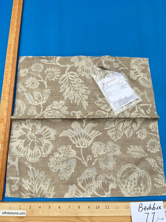 78 Berkbox77 Square Printed Fabric by Scalamandre Calais Linen Print Flax Beige Floral MSRP 300+/y