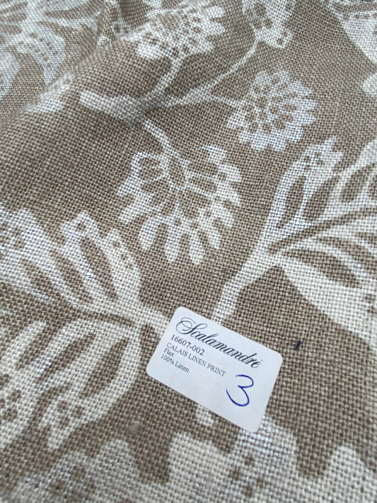 79 Berkbox77 Square Printed Fabric by Scalamandre Calais Linen Print Flax Beige Floral MSRP 300+/y