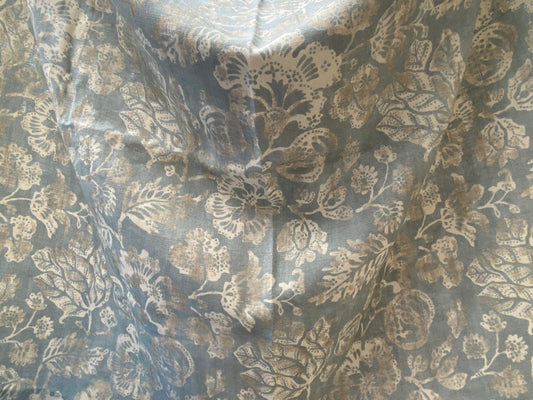 82 Berkbox77 Square Printed Fabric by Scalamandre Calais Linen Print Sky Blue White Floral 1.2y x 53" MSRP 300+/y