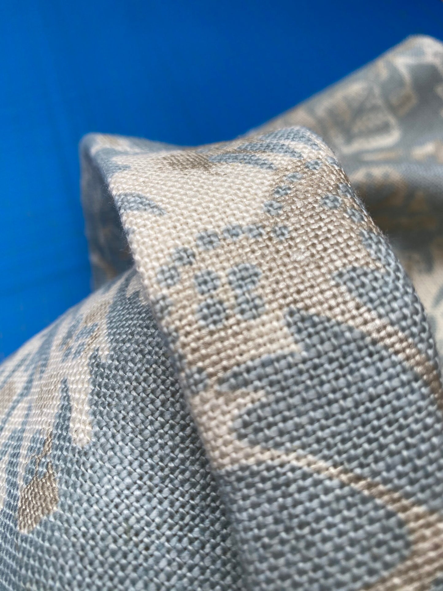 83 Berkbox77 Square Printed Fabric by Scalamandre Calais Linen Print Sky Blue White Floral MSRP 300+/y