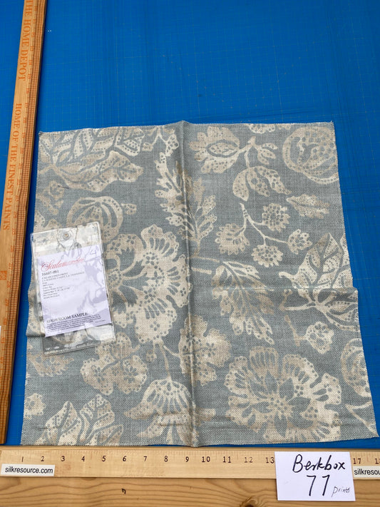 85 Berkbox77 Square Printed Fabric by Scalamandre Calais Linen Print Sky Blue White Floral MSRP 300+/y