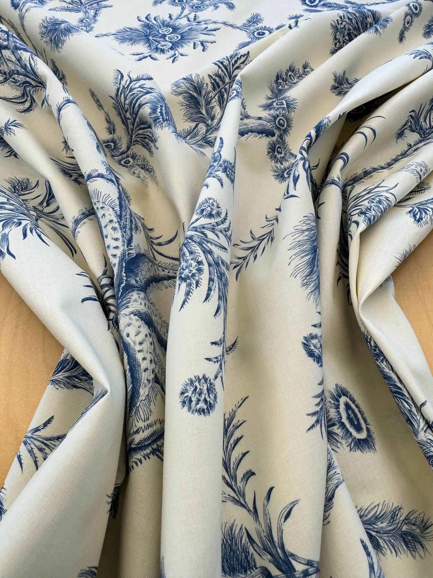 by yard Scalamandre Grey Watkins Languedoc Blue White Botanic Fern and Thistle Southern France Toile Circa 1790 MSRP USD 364/y