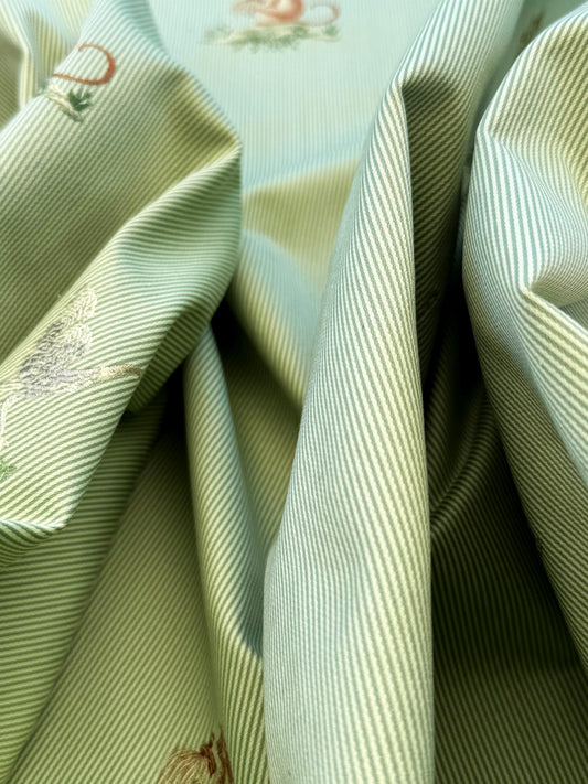 Scalamandre Jungle Menagerie in Celery Green Animals Safari Africa Elephant Leopard Giraffe Ostrich MSRP USD 224/Y