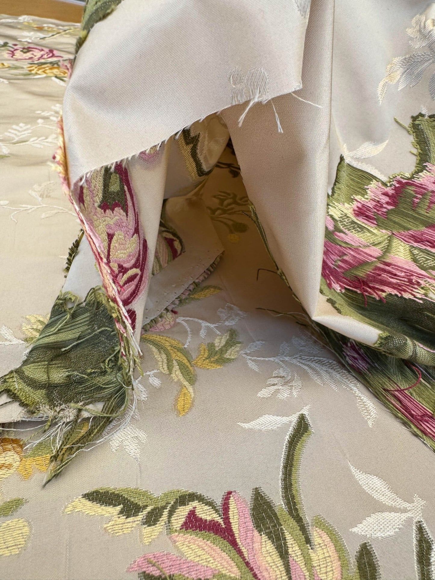 1yard Scalamandre Broche Lyon II Creme Silk Floral Cream Beige MSRP USD 1087/y