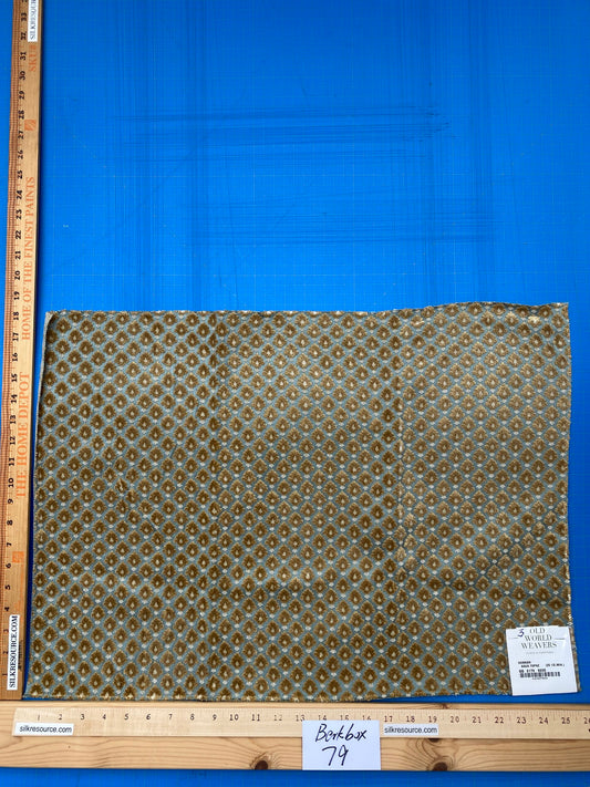 3 Berkbox79 Square Velvet by Old World Weavers Verrier Aqua Topaz Blue Brown Diamond Ogee 18"x 25" MSRP USD 668/y