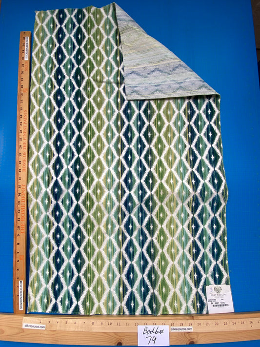 9 Berkbox79 Square Velvet by Grey Watkins Diamantina Ocean Deep Green Diamond Stripe MSRP USD306/y