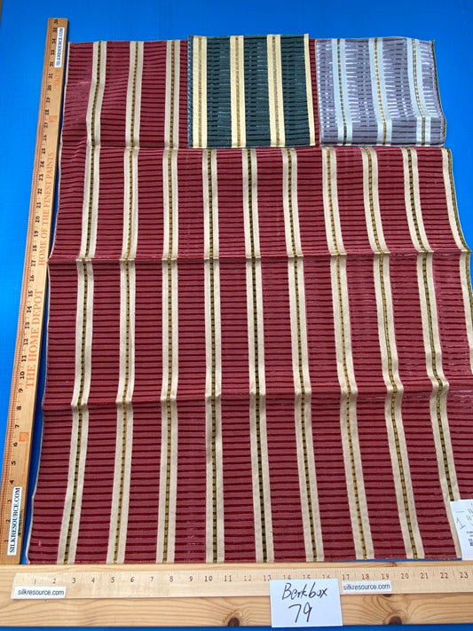 13 Berkbox79 Square Velvet by Old World Weavers Pembroke Coral Stripe Red Beige 26 x 34"Long MSRP USD504/y