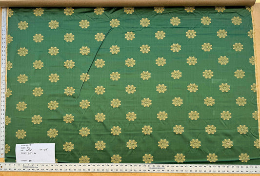 Scalamandre Green Neoclassical Botanical Floral Emerald Green Yellow Sunflower Medallion Silk Lampas56" x 43"