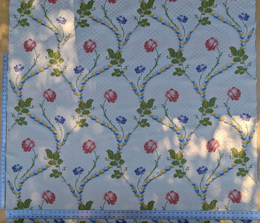 Scalamandre Seasons Light Rose and Green on Beige Rose Floral Foliage French Lampas MSRP USD 624/y