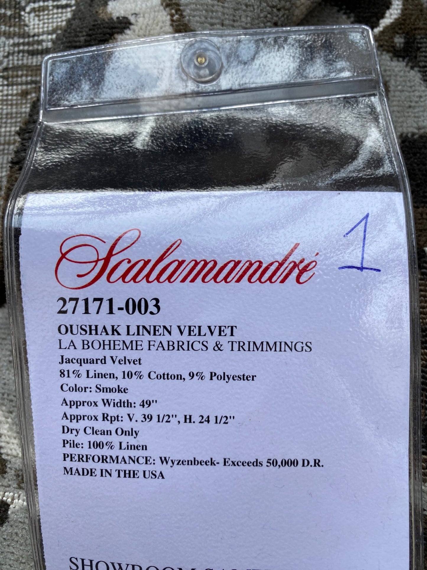 12 Berkbox80 Square Velvet by Scalamandre Oushak Linen Velvet Smoke Linen Abstract Brown Beige MSRP USD638/y Piece 1