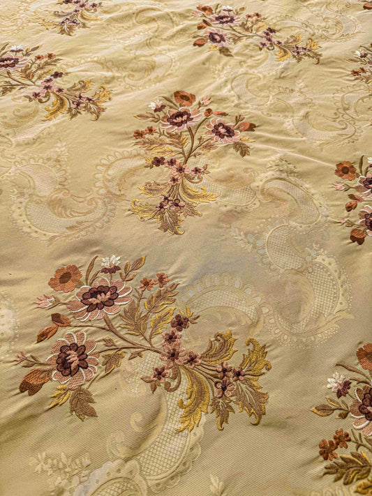 Scalamandre Floral Botanical Embroidery - Brown Beige