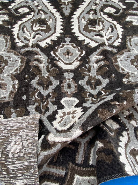 13 Berkbox80 Square Velvet by Scalamandre Oushak Linen Velvet Smoke Linen Abstract Brown Beige MSRP USD638/y Piece 2