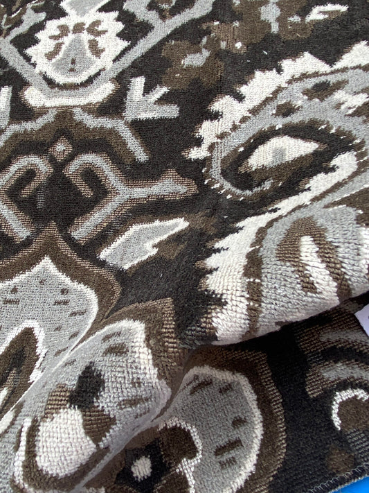 15 Berkbox80 Square Velvet by Scalamandre Oushak Linen Velvet Smoke Linen Abstract Brown Beige MSRP USD638/y Piece 4