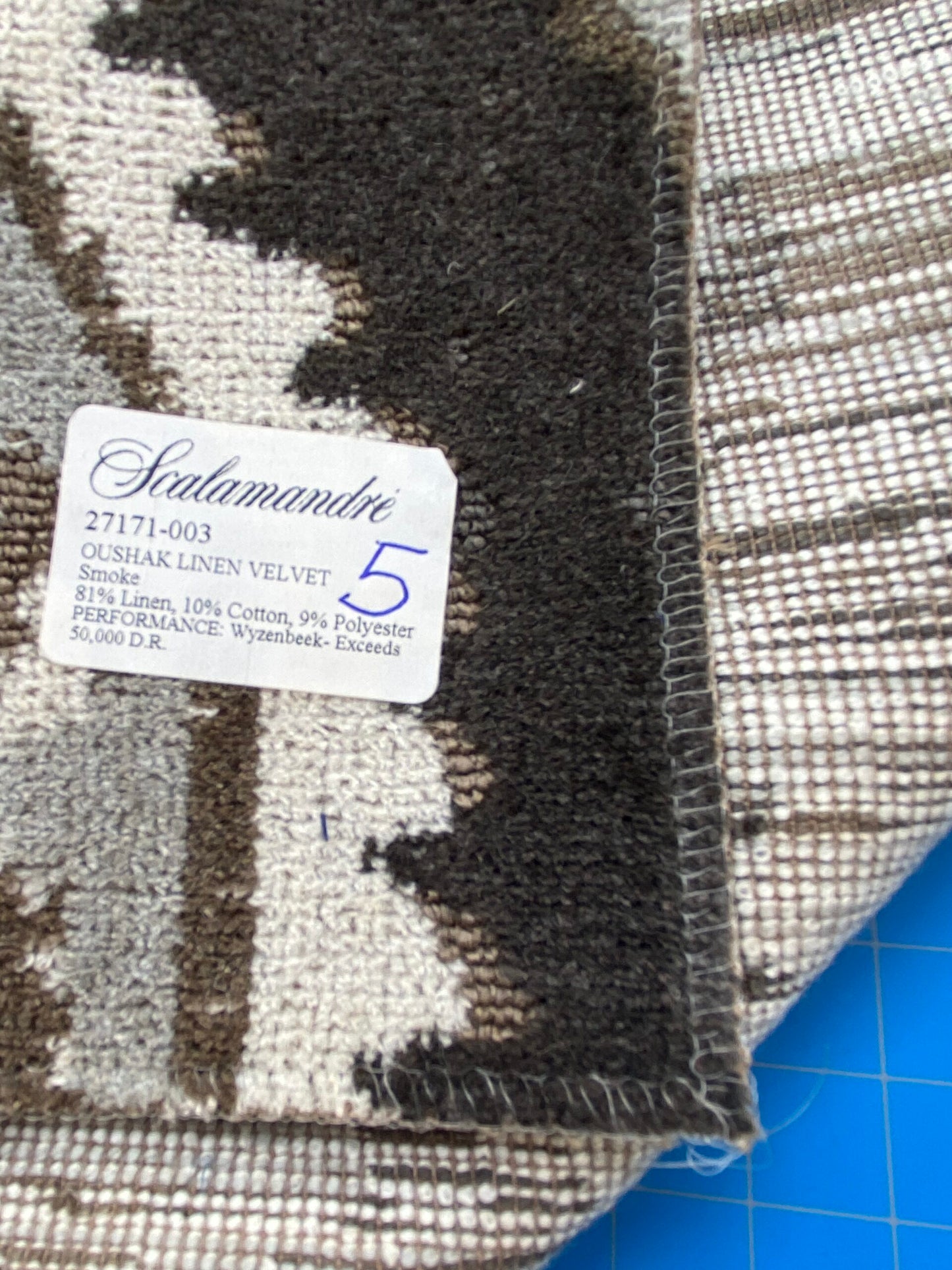16 Berkbox80Square Velvet by Scalamandre Oushak Linen Velvet Smoke Linen Abstract Brown Beige MSRP USD638/y Piece 5