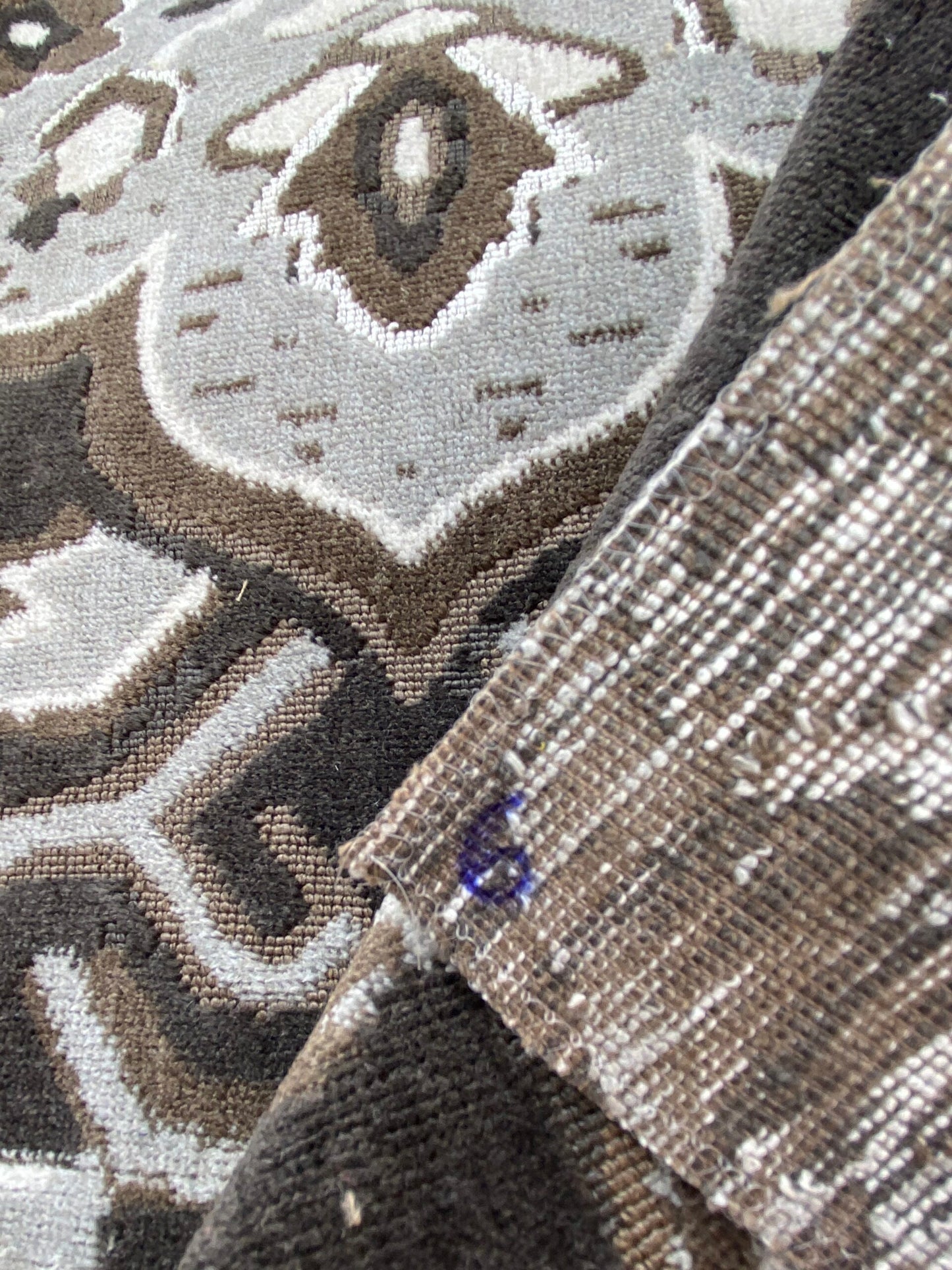 17 Berkbox80 Square Velvet by Scalamandre Oushak Linen Velvet Smoke Linen Abstract Brown Beige MSRP USD638/y Piece 7