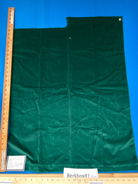 1 Berkbox81 Square Velvet Velours Elegance Green Solid Cotton 33"x 25" MSRP USD 300+/y
