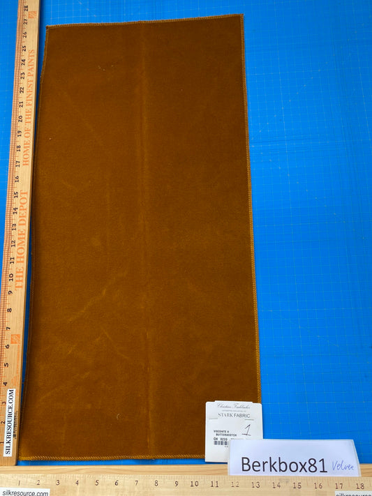 3 Berkbox81 Square Velvet by Christian Fischbacher Visconte II Butterscotch Orange Solid 26"L x 13"W MSRP USD 300+/y