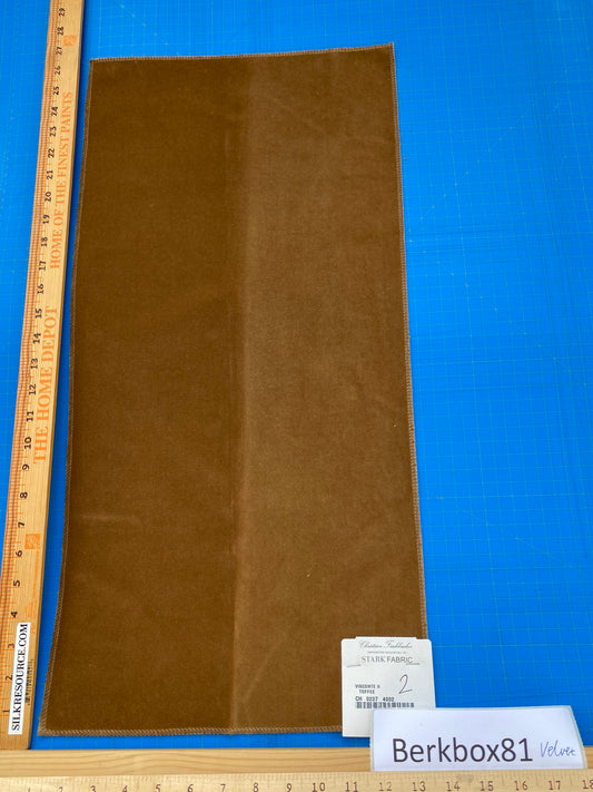 6 Berkbox81 Square Velvet by Christian Fischbacher Visconte II Toffee Brown Solid 26"L X 13"W MSRP USD 300+/y