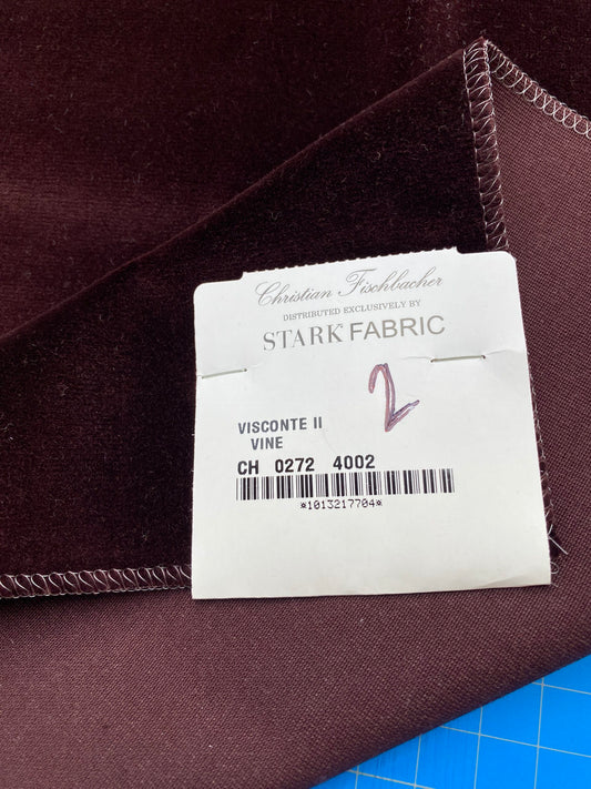 18 Berkbox81 Square Velvet by Christian Fischbacher Visconte II Vine Deep Brown Solid 26"L x 13"W MSRP USD 300+/y