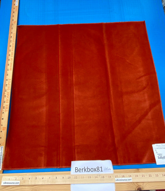 21 Berkbox81 Square Velvet by Christian Fischbacher Visconte II Tabasco Deep Orange Solid 26"L x 26"W MSRP USD 300+/y
