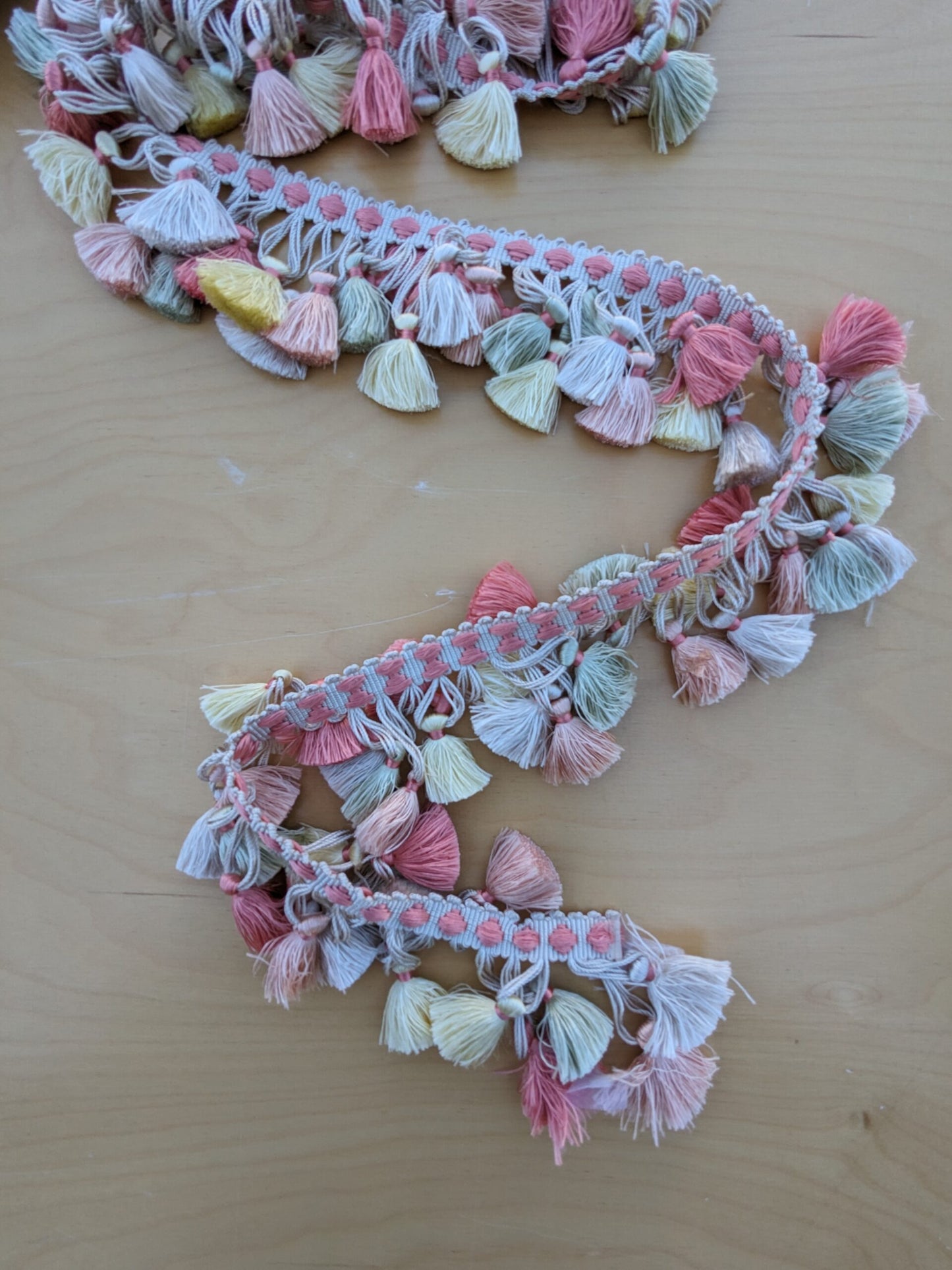 Scalamandre Silk Trim Follies Pink Green Yellow Tassel Coral Trim MSRP USD 260/Y