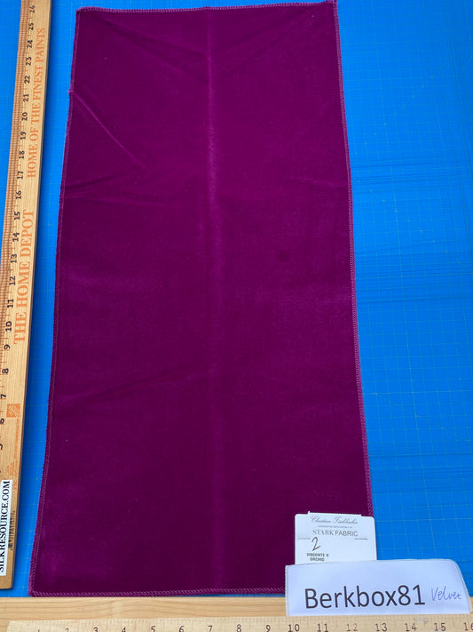 24 Berkbox81 Square Velvet by Christian Fischbacher Visconte II Orchid Pink Solid 26"L x 13"W MSRP USD 300+/y