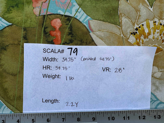 2.2y Scalamandre Fonthills Nenuphar Waterlily Lotus Pond Koi Fish Blue