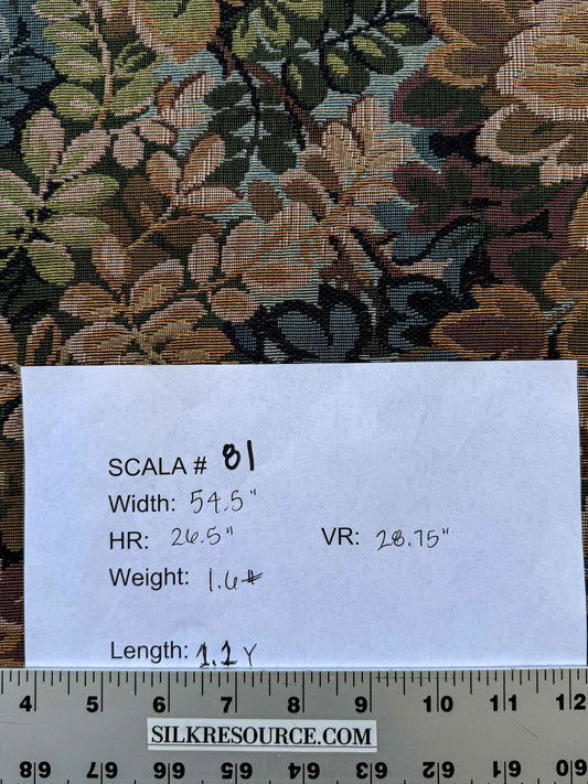 1.1y Scalamandre Botanical Floral Tree Foliage Upholstery Green Black Beige