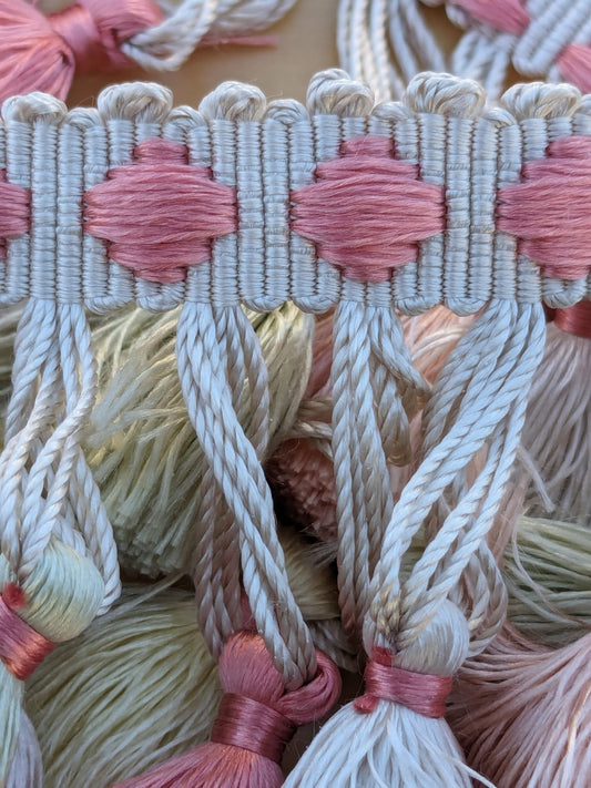 Scalamandre Silk Trim Follies Pink Green Yellow Tassel Coral Trim MSRP USD 260/Y