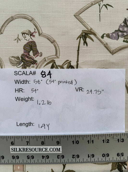 1.9y Scalamandre Old Word Weavers Imperial Court Asian Chinoiserie Toile Figurative Game Sports Music Bamboo Cream White