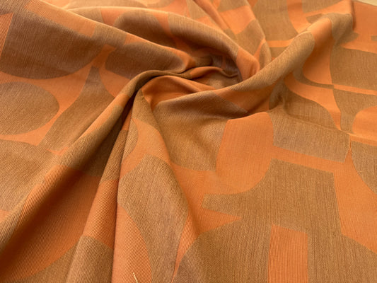 1.4 yards Scalamandre Lelievre Stabile Cuivre Geometric Large Jacquard Orange Linen Cotton