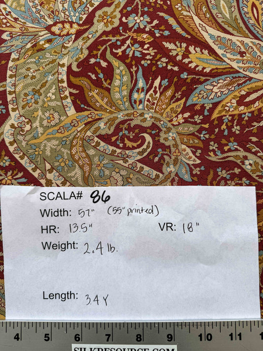 3.4y Scalamandre Satya Red Green Tropical Botanical Tree Foliage Stripe