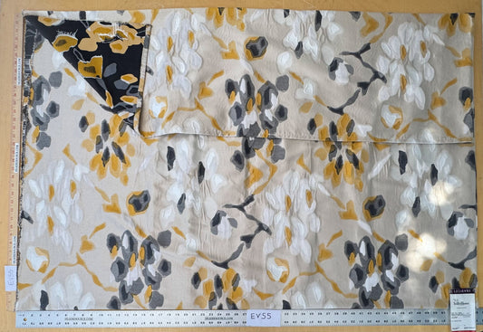 1.4 yards Scalamandre Lelievre Paris Bali-Le Coton Floral White Yellow Gray Reversible