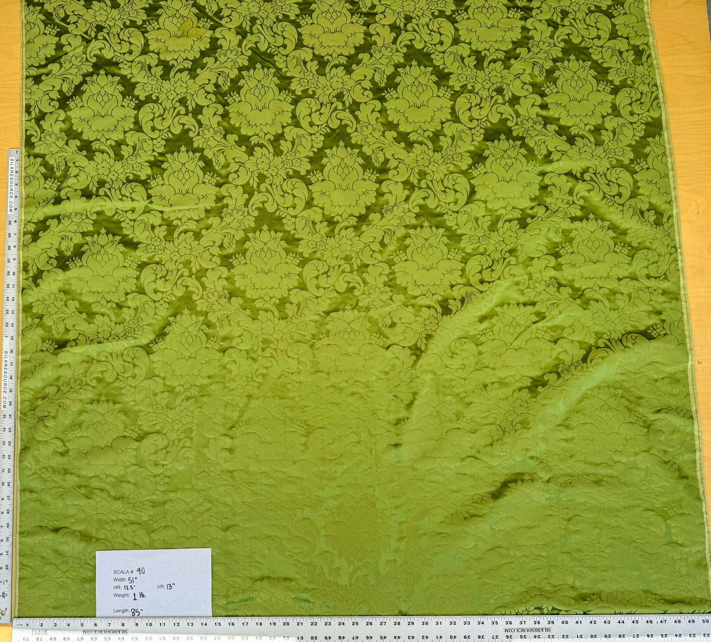 2.4y Scalamandre Tassinari & Chatel Light Green Silk Damask Botanical Floral French Court Renaissance
